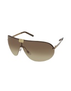 Logoed Metal Rimless Shield Sunglasses