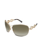 Marina Chain Temple Aviator Metal Sunglasses