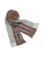 Signature Buckle Stripe and GG Logo Wool Scarf