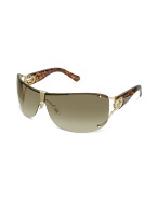 Gucci Swarovski Crystal GG Logo Shield Wrap Sunglasses