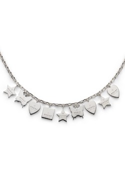 Gucci Trademark Silver Motif Charm Necklace