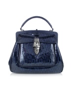 Gucci Treasure Dark Blue Patent Leather Doctor-style Handbag