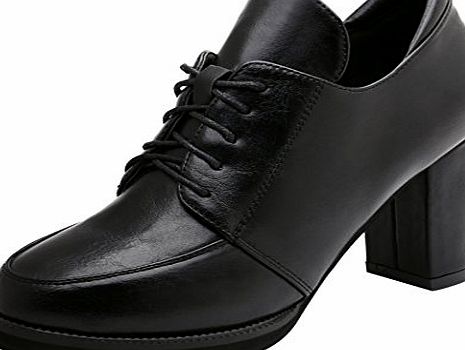 GUCIHEAVEN  Womens Spring Autumn Thick High Heel Platform Commutting Lacing Shoe Size 40 EU Black
