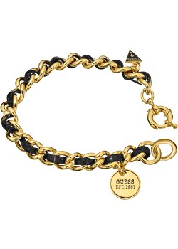 Guess Black Leather and Gold Plated Chain