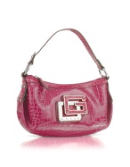 Guess Coleen - Berry Croco Stamped Patent Mini Hobo Bag