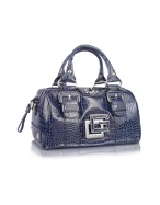 Coleen - Blue Croco Stamped Patent Box Bag