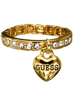 Guess Gold Plated Heart Charm Ring UBR81111-L
