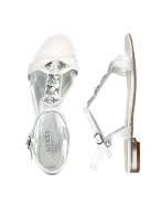 Guess Haley - White Patent Leather Jewel Sandal Shoes