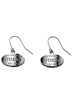 Guess Jewellery Guess Ladies Steel Oval Tag Drop Earrings USE11003
