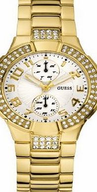 Guess Ladies Quartz Watch with Beige Dial Analogue Display and Gold Stainless Steel Strap W15072L1