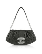 Mademoiselle - Black Eco-Leather Flap Shoulder Bag
