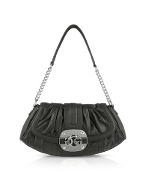 Mademoiselle - Black Eco-Leather Flap Shoulder Bag