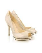 Guess Milie - Sand Patent Leather Peep-toe Pump Shoes