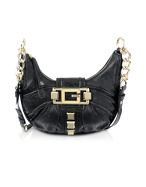 Guess Ontario - Black Crackled Eco-Leather Crossbody Bag