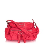Sassy - Hot Pink Washed Eco-Leather Shoulder Bag