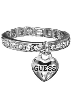 Guess Steel Heart Charm Ring UBR81110-L