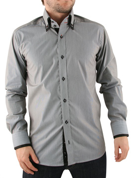 Guide London Black Westwood Collar Stripe Shirt