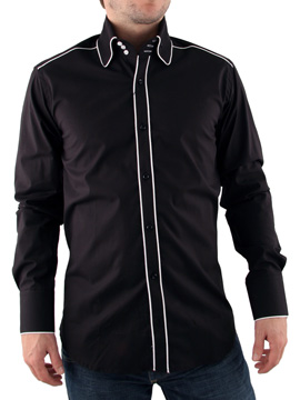 Black Westwood Trim Collar Shirt