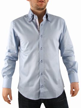 Blue Triple Button Collar Shirt
