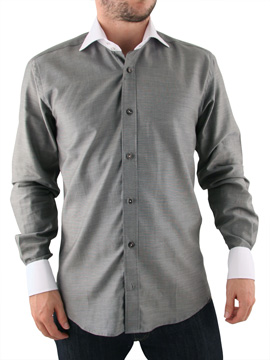 Guide London Grey Tweed Westwood Collar Shirt