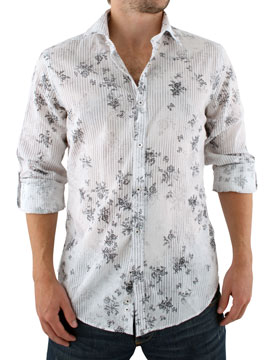 Guide London White Floral Stripe Shirt