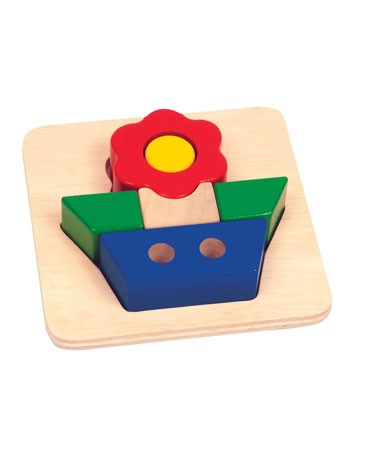 Guidecraft Bright Primary Colour Wooden Flower Puzzle