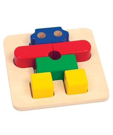 Bright Primary Colour Wooden Robot Puzzle
