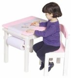 Pink Art Table and Chair Set (Paper Roll Included)