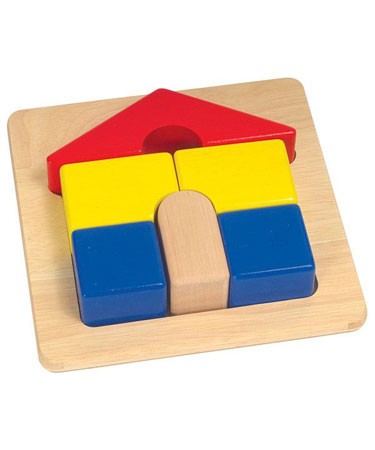 Guidecraft Wooden Toys Bright Primary Colour House Puzzle