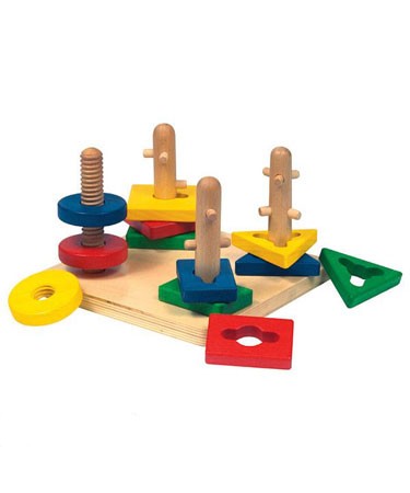Guidecraft Wooden Toys Twist and Sort Manipulative Shape Recognition Game