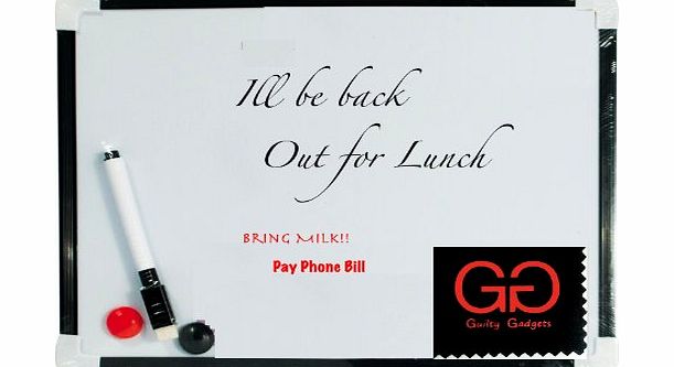 Guilty Gadgets � - Mini A4 Dry Wipe White Board Magnetic Pen Eraser Whiteboard Notice 5 Piece Memo Note Magnets Kitchen Office Attached and Guilty Gadgets Micro Fibre Cleaning Cloth