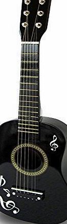 Guitar 23`` CHILDRENS BLACK WOODEN ACOUSTIC GUITAR MUSICAL INSTRUMENT KIDS TOY XMAS GIFT