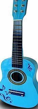 Guitar 23`` CHILDRENS BOYS WOODEN ACOUSTIC GUITAR MUSICAL INSTRUMENT BLUE TOY XMAS GIFT