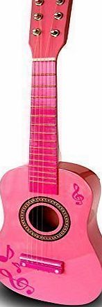 Guitar 23`` CHILDRENS GIRLS WOODEN ACOUSTIC GUITAR MUSICAL INSTRUMENT PINK TOY XMAS GIFT