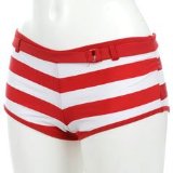 Ocean Pacific Bikini Crop Shorts Ladies Red Stripe 18