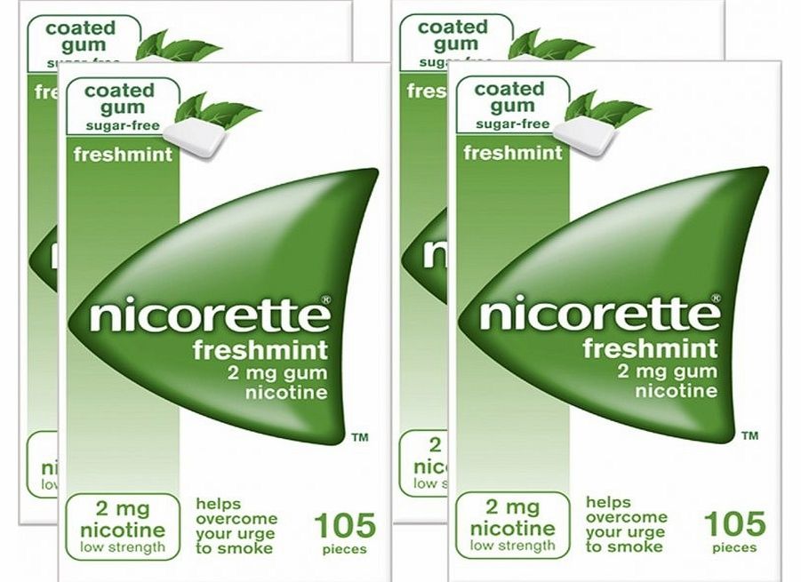 Gum Nicorette 2mg Fresh Mint Gum Four Pack (4 x 105