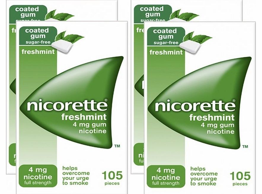 Gum Nicorette 4mg Freshmint Gum Four Pack (4 x 105