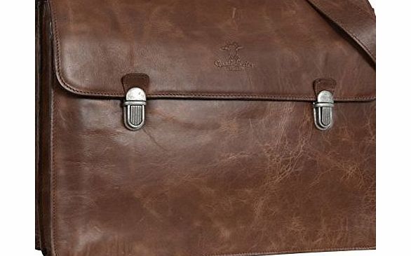 Gusti Leder studio Genuine Leather Briefcase Business Document Folder Office Laptop College Uni Vintage Shoulder Messenger Doctors Bag Unisex Brown 2B15-20-1