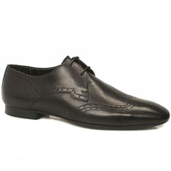 Male Captain Punc Wing Leather Upper in Black, Tan
