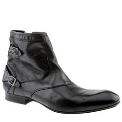 H By Hudson Male Havlock Brace Buckle Leather Upper Casual Boots in Black, Tan
