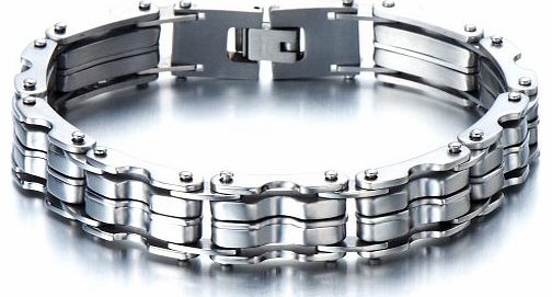 H C Heavy-duty Stainless Steel Mens Bike Chain Bracelet Jewelry for Man 8.9 Inches Bold and Chunky