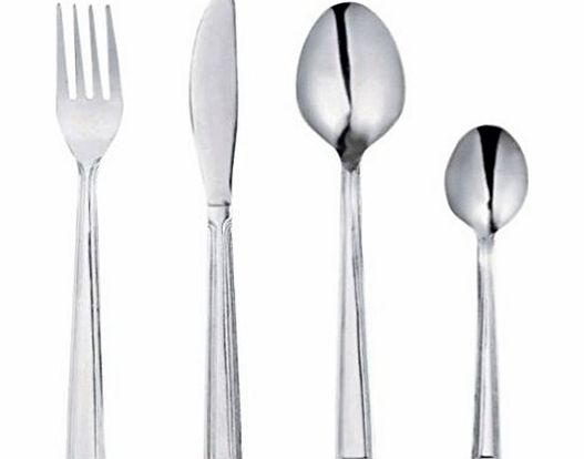H2H Great Value Range 24 Piece Venice Cutlery Set - 6 place settings comprising 6 knives, 6 forks, 6 dessert spoons, 6 teaspoons.