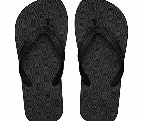 H2H Simple and Stylish Contrast Basic Flip-Flop (7 / 8 UK, Black)