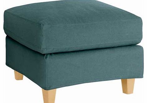 Chester Blue Footstool with Oak Feet