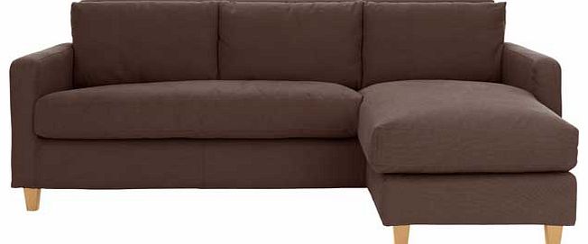 Habitat Chester Brown Chaise Sofa with Oak Feet