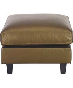 Habitat Chester Leather Footstool - Bronze