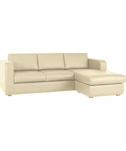Porto Leather Chaise Sofa Bed - Cream