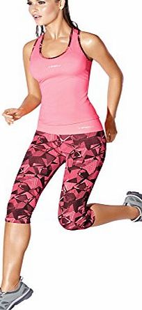 Haby Women Exercise Running Tank Top Capris Leggings Pink Large #61409-408FU