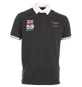 Hackett Aston Martin Navy Pique Polo Shirt