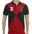 Navy and Red Pique Polo Shirt